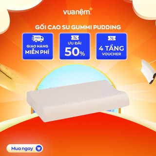 Gối cao su thiên nhiên Gummi Pudding 26x43cm lượn sóng nâng đỡ chắc chắn, thoáng khí, dành cho người nằm thấp