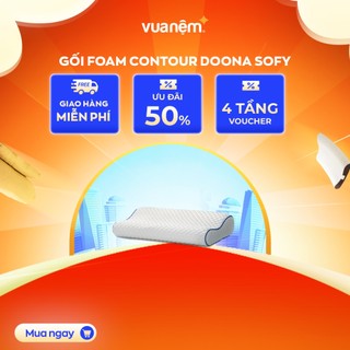 Gối công thái học, gối foam Doona Sofy Contour 30x50cm lượn sóng nâng đỡ mềm mại, định hình cổ vai gáy