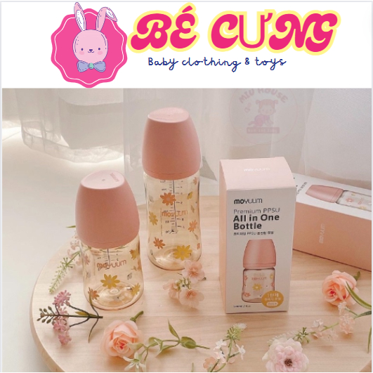 Bình sữa Moyuum Hoa cúc, Moyuum Hồng, Moyuum Daisy 170ml 270ml Hàn quốc