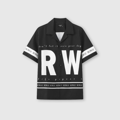 Áo sơ mi nam ROWAY vải lụa, Sơ mi họa tiết chữ RW