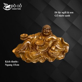 Tượng phật di lặc ngồi lá sen gỗ bách xanh