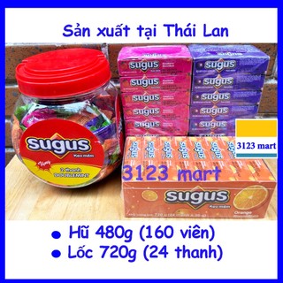Lốc 24 thanh, hũ 480g kẹo sugus mềm vị trái cây thái lan.