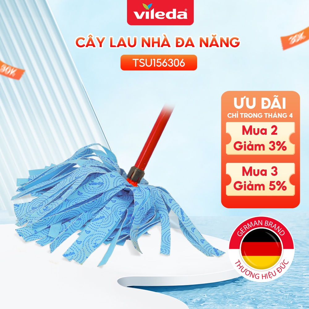 Cây lau nhà đa năng VILEDA Supermocio Wet mop vải sợi microfibre - TSU156306