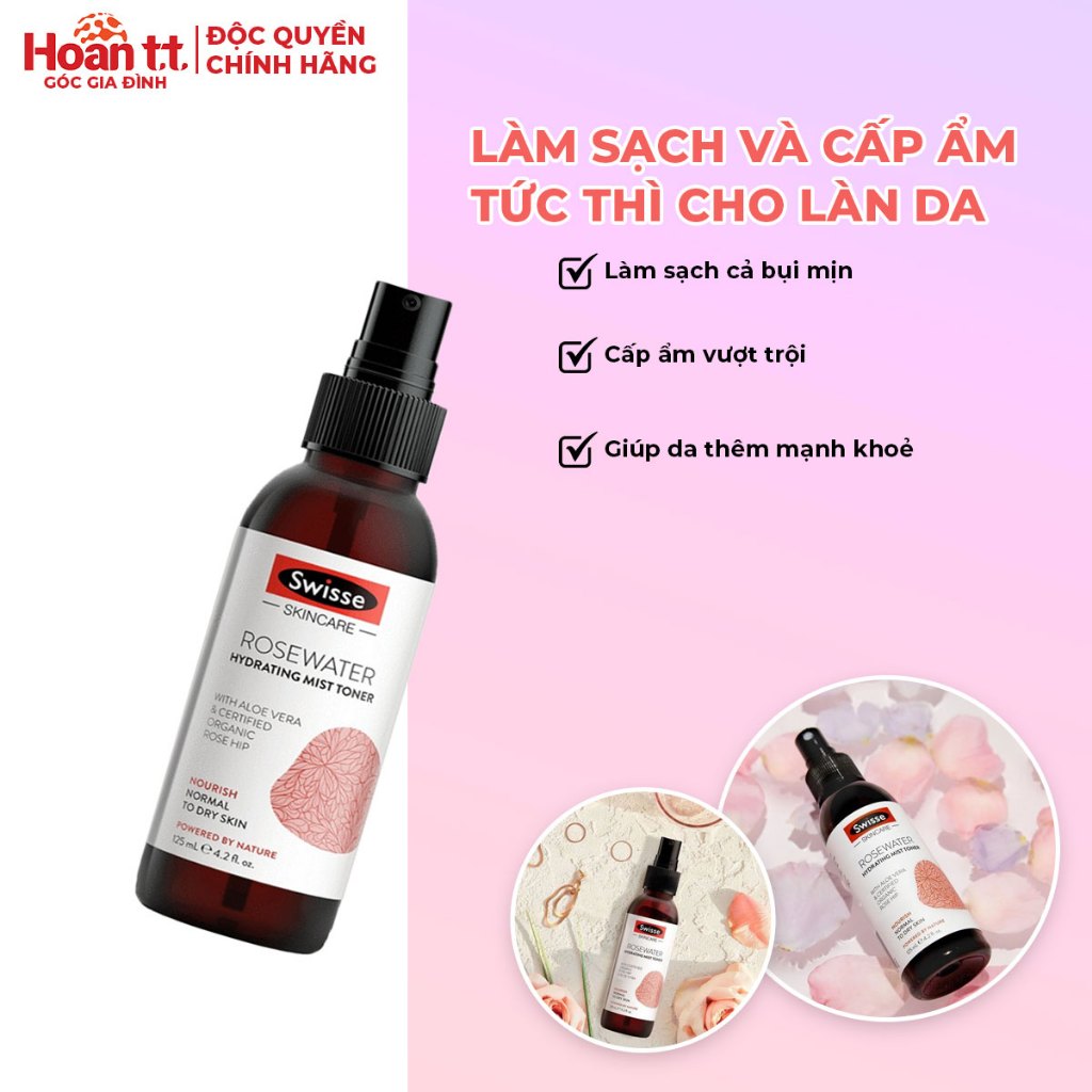 Toner Xịt Khoáng Dưỡng Ẩm Da Swisse SC Rosewater Hydrating Mist Tone- Nước Hoa Hồng Dưỡng Da Chăm Sóc Và Giúp Tái Tạo Da