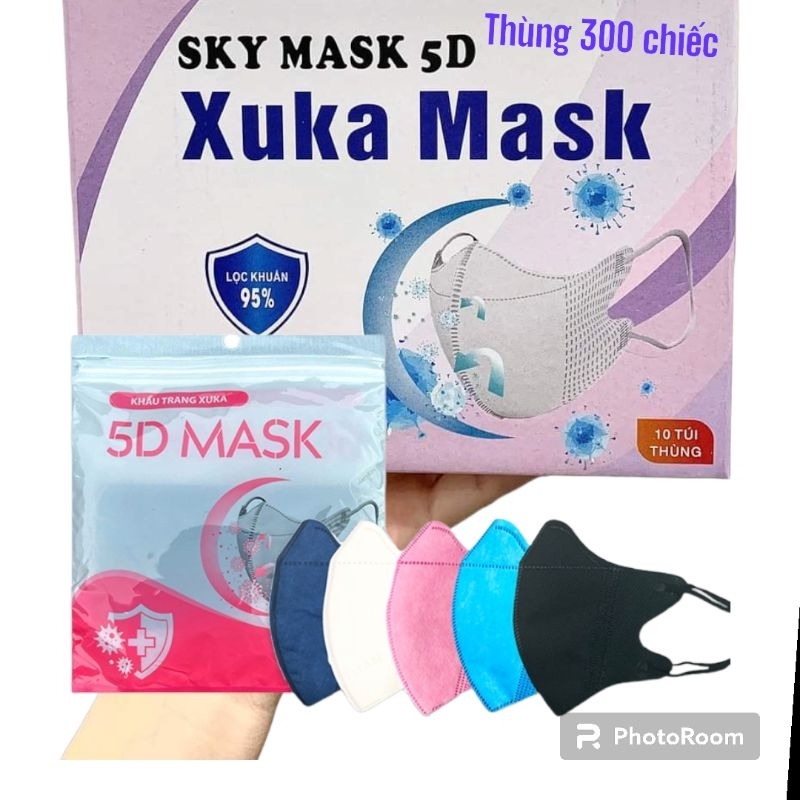 Thùng 300 chiếc Khẩu Trang 5D Mask 5D XUKA mask chống bụi khẩu trang 5D chống nắng