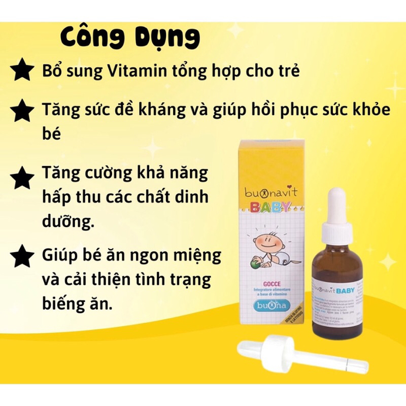 BuonaVit Baby – Siro Bổ sung Vitamin tổng hợp dành cho trẻ em, trẻ sơ sinh [LỌ 20ML]