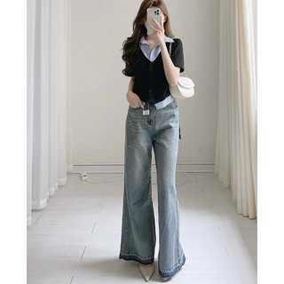 Áo kiểu sơ mi phối