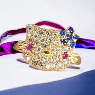 Nhẫn mặt con mèo dễ thương, nhẫn xi mạ vàng 18k , nhẫn nữ đẹp.