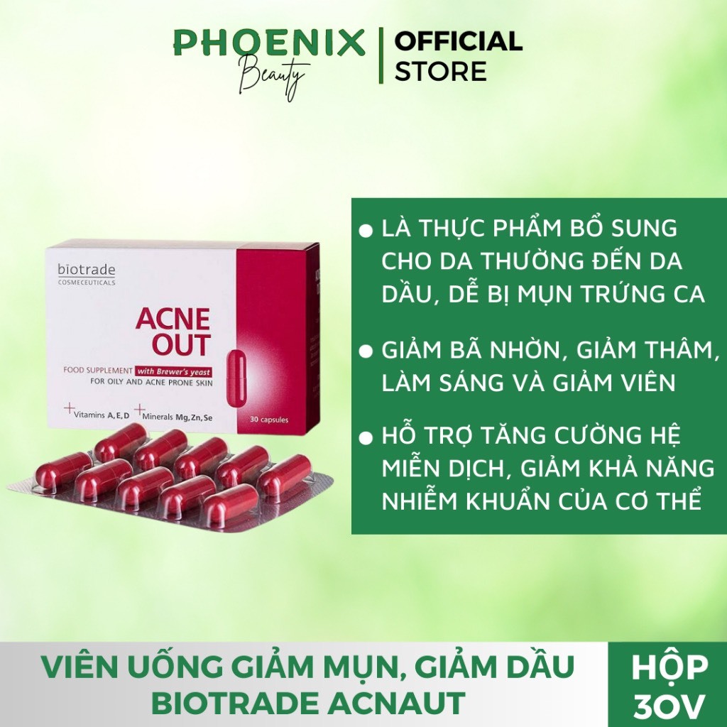 Viên Uống Giảm Mụn, Giảm Dầu Biotrade Acnaut Food Supplement Hộp 30 Viên