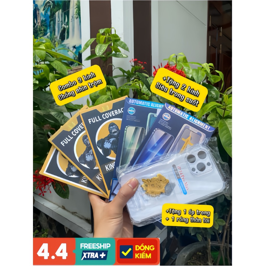 Combo 3 kính cường lực chống nhìn trộm KingKong Glass IP 7Plus-Ip 15promax