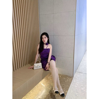 [Sẵn Hàng]♥️Đầm,Váy Tím Vạt Chéo(ảnh thật)Size S,M,L
