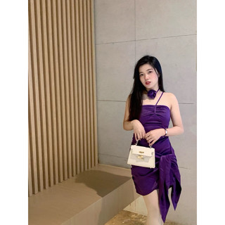 [Sẵn Hàng]♥️Đầm,Váy Tím Vạt Chéo(ảnh thật)Size S,M,L