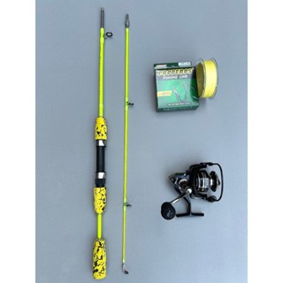 Combo Bộ Cần Câu Toro Fire Vàng Chanh kèm Máy AC Kim Loại Tặng kèm Dù Proberos xịn hoặc dù PE X8 tải cá 15kg