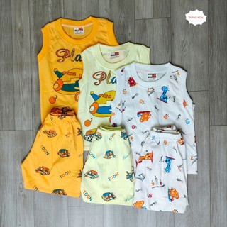 Bộ quần áo ba lỗ cho trẻ em, cộc tay vải thun cotton 4 chiều co giãn tốt. Đồ bộ bé trai và đồ bộ bé gái (5-13kg)
