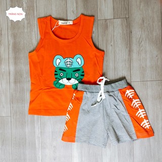 Đồ bộ bé trai kiểu ba lỗ vải thun cotton 4 chiều mát mẻ, năng động. Bộ quần áo trẻ em cho bé trai (8-16kg)