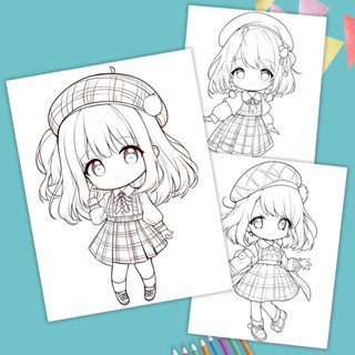 Tranh Tô Màu Cho Bé Chủ Đề Chibi Cute Size A4, A5. Bộ 25-50 Tranh Cho Bé Tập Tô Màu Sáng Tạo