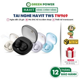 Tai Nghe TWS HAVIT TW969, Bluetooth 5.3, Màng Loa Kép ENC 8mm, Gamemode 60ms, Nghe Đến 23H - Hàng Chính Hãng BH 12T