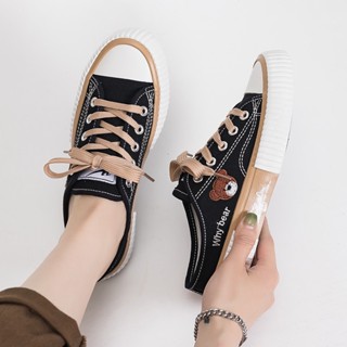 Giày nữ đạt gót chất liệu vải mềm đế cao su non họa tiết in gấu, thiết kế độc đáo - Mã SP: R02