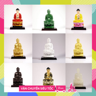 Tượng Phật A Di Đà ngồi đài sen thiền định bình an đủ màu - Cao 12cm