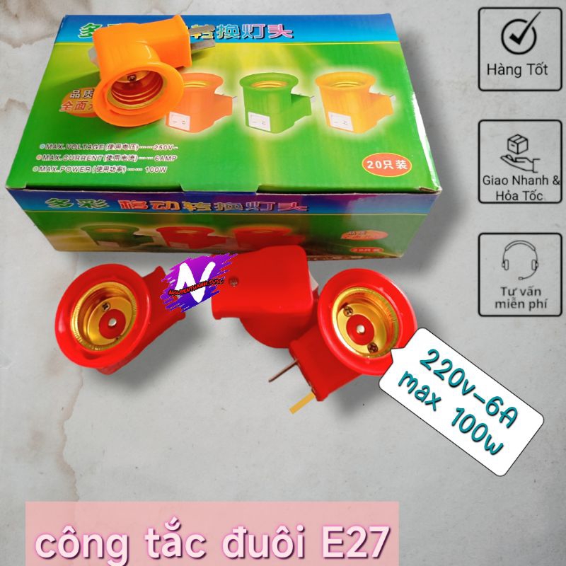 công tắc đuôi đèn e27, đuôi đèn có công tắc đèn ngủ nhỏ gọn