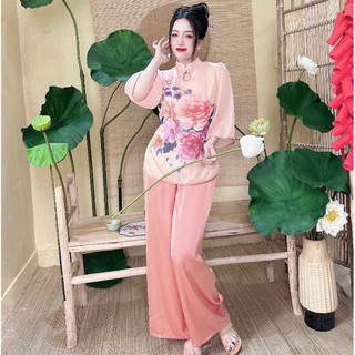 Bộ lam đi chùa đồ lam tơ ánh cổ giọt nước 45-63kg