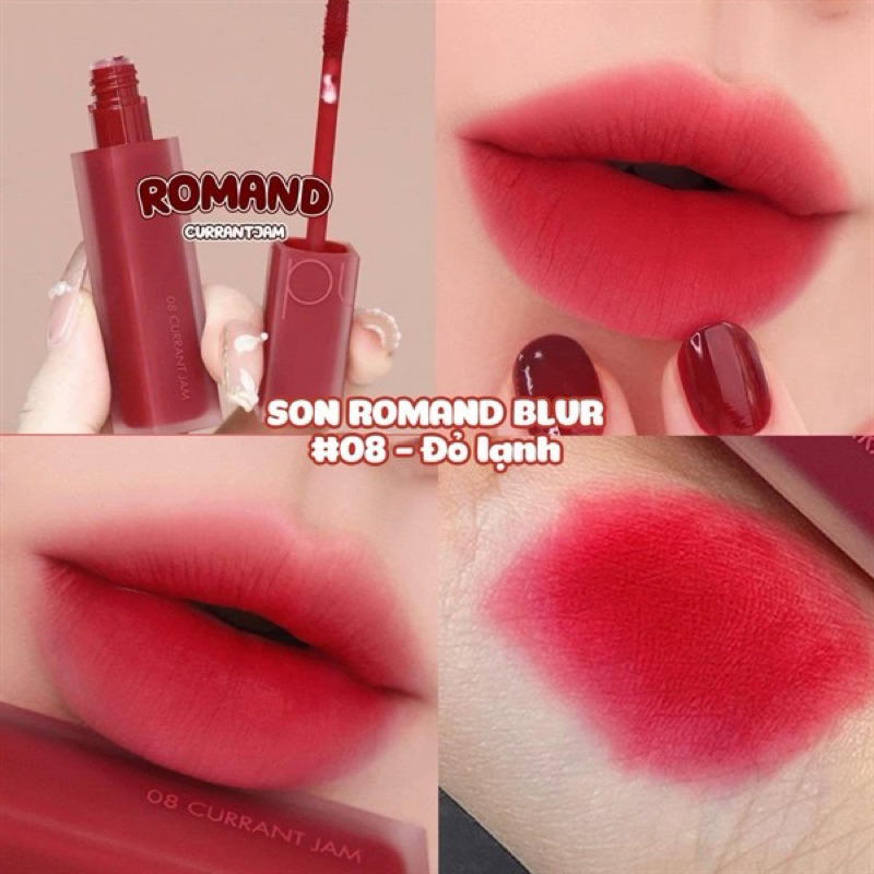 Son kem lì Romand Blur Fudge Tint 08 - Gam Đỏ Lạnh