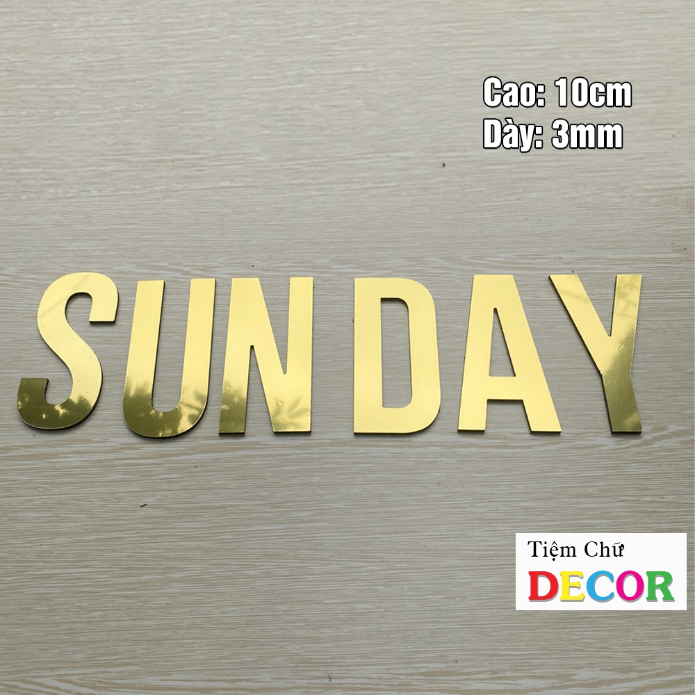 Chữ Alu Vàng Gương 10cm dày 3mm T1 In Hoa trang trí dán tường - biển quảng cáo