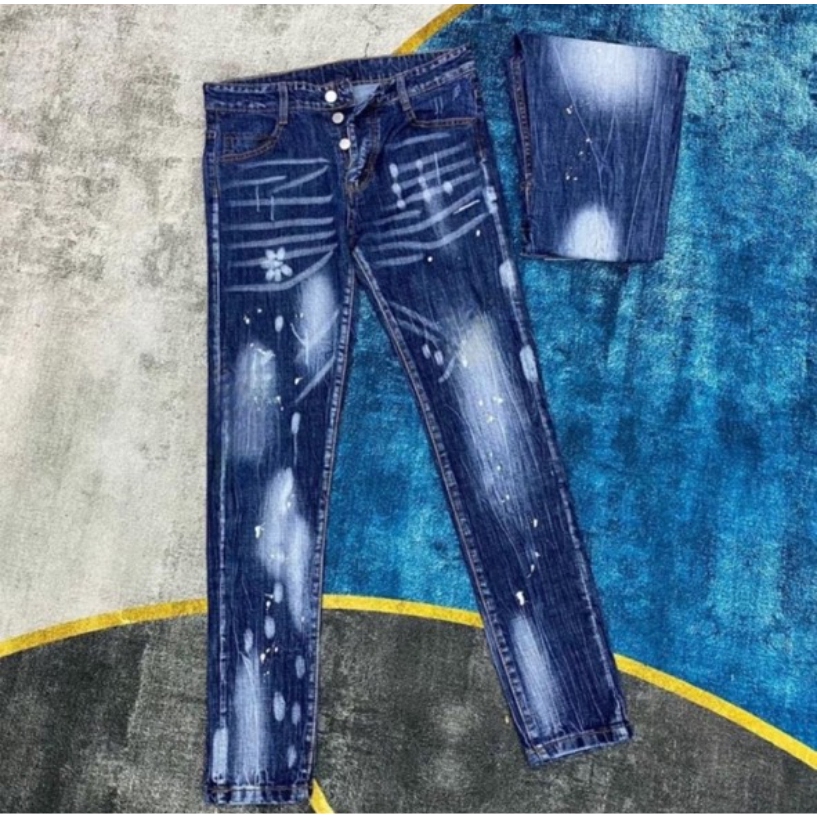 Quần jean DSQ xanh boy phố bản 4 cúc  Menswear Pants sáng slimfit ống ôm cao cấp-AHFASHION