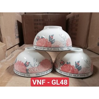 Chén sứ hoa văn 4d mẫu hoa cúc GL48, chén cơm trắng 11cm, chén chấm trắng