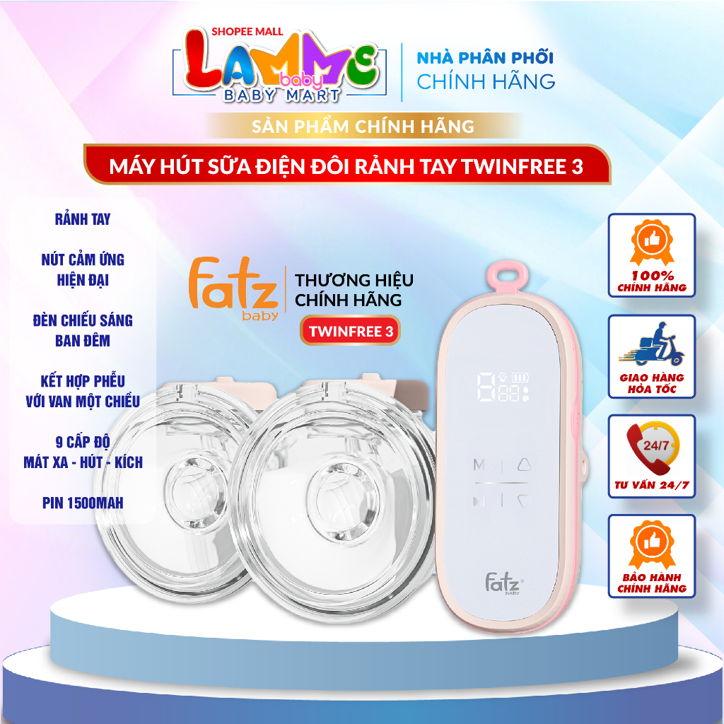 Máy hút sữa điện đôi rảnh tay Fatz baby Twinfree 2 Twinfree 3