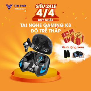 Tai nghe bluetooth gaming amoi k8 bluetooth 5.2, tai nghe chơi game không dây có đèn led độ trễ cực thấp