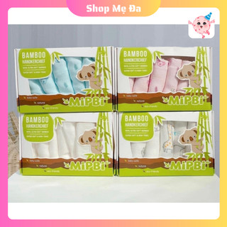 Hộp 6 Khăn sữa sợi tre Mipbi cao cấp chất mềm mại 3 lớp kích thước 30x30cm | Shop Mẹ Đa