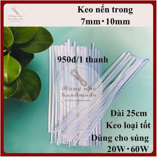 Keo nến, 5 cây đường kính 7mm,10mm, loại trong dài 25cm, keo silicon