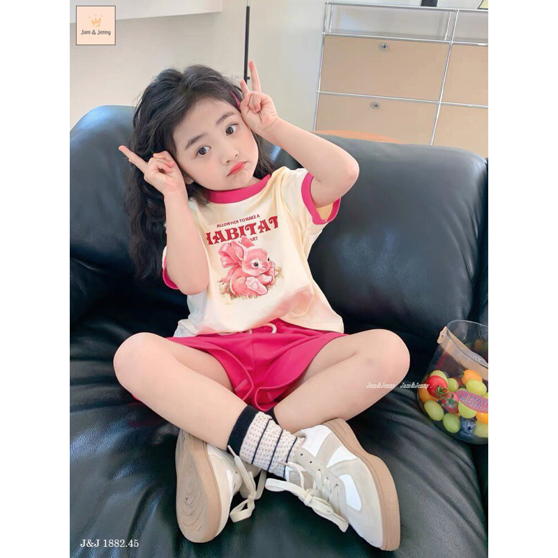 Bộ cotton Jam&Jenny thỏ hồng bé gái