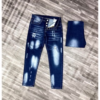 Quần jean nam đê quy xanh boy phố vẩy sơn bản 4 cúc dáng slimfit ống ôm MENSWEAR PANTS cao cấp-AHFASHION