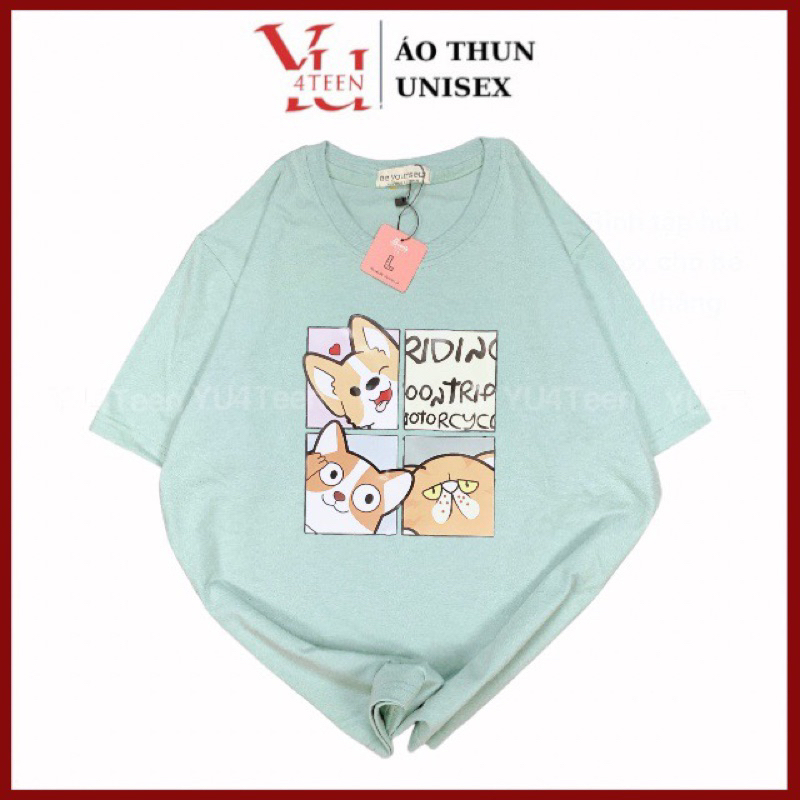 Áo Thun PHÔNG NAM NỮ UNISEX in Decal CHÓ CÚN DOG CORGI - Hình chụp thật