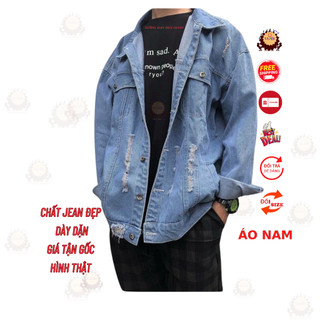 áo khoác jean UNISEX thời trang thịnh hành 4 mùa TRƠN VÀ RÁCH KIỂU, áo bò dày đặn chống nắng cực xịn