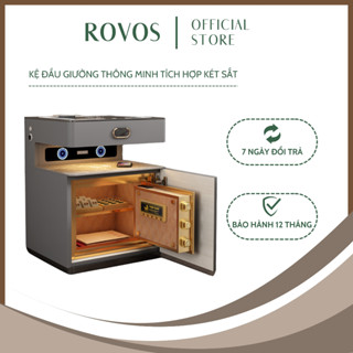 Tủ Đầu Giường ROVOS Kệ Đầu Giường Kết Hợp Két Sắt Thông Minh Sạc Không Dây Loa BLT Hai Màu Trắng Xám