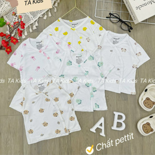  Set 3 áo cộc tay thun lạnh cho bé Minky mom sơ sinh cài lệch siêu mềm mát cho bé 3-9kg  mã 01  