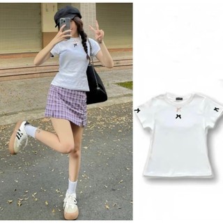 Áo Baby Tee , Áo Thun Dáng Ôm Người Gắn Nơ HOTTREND 2024 T10