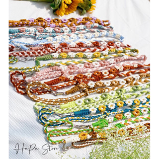 Dây đeo đa năng| Baby three | Điện thoại | Túi xách | Máy ảnh Macrame handmade hoa cúc (Tặng miếng cố định dây đeo đt)