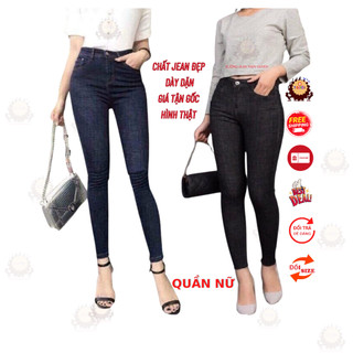 Quần jean nữ lưng cao TRƠN nhiều màu fome ôm dáng chuẩn chất jean co giãn rất tốt quần bò nữ trơn TD