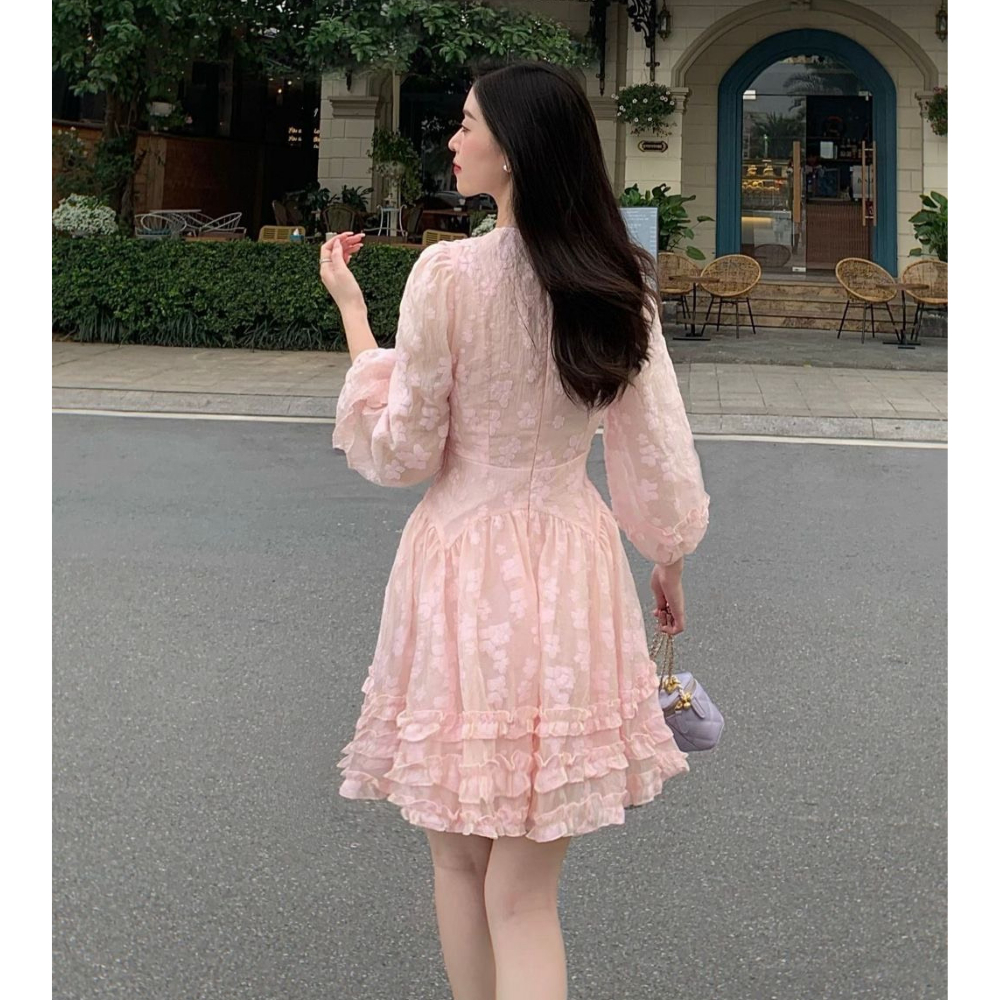 Đầm Hoa Cổ Bèo MELLYSTORE Váy Tiểu Thư Dài Tay Chất Voan In Nổi 3 Màu Cao Cấp Đẹp Quyến Rũ ,Sang Trọng - Đầm Thiết Kế 20 | BigBuy360 - bigbuy360.vn