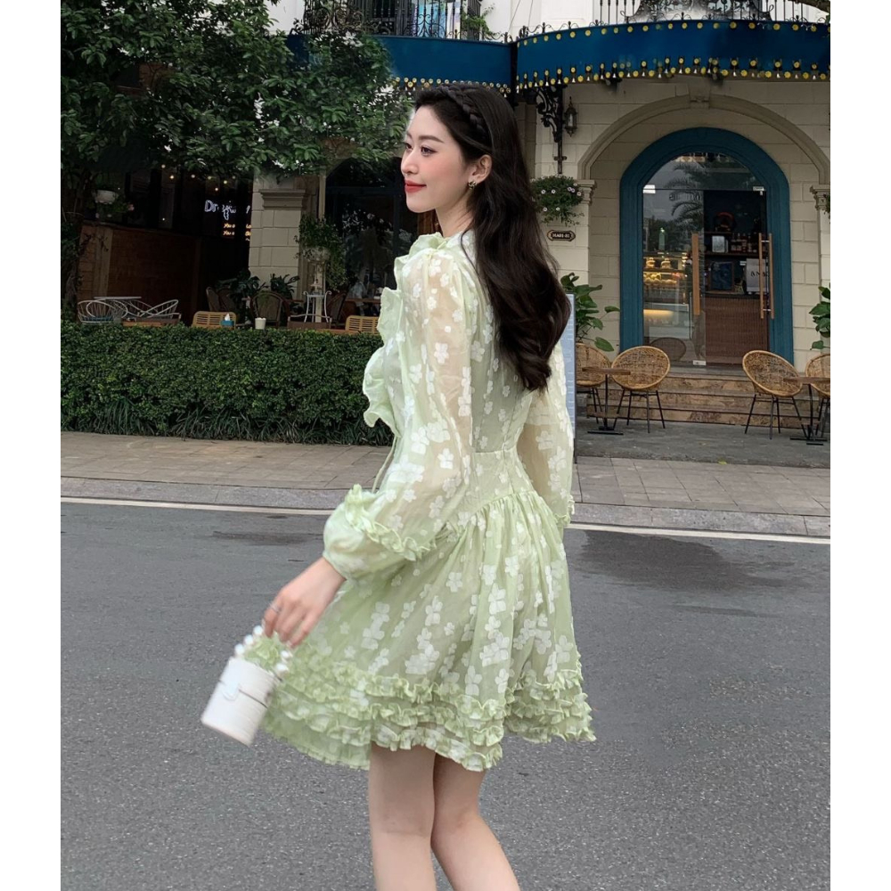 Đầm Hoa Cổ Bèo MELLYSTORE Váy Tiểu Thư Dài Tay Chất Voan In Nổi 3 Màu Cao Cấp Đẹp Quyến Rũ ,Sang Trọng - Đầm Thiết Kế 20 | BigBuy360 - bigbuy360.vn