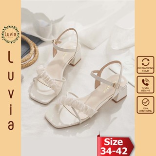 Giày cao gót 5 phân quai chéo bèo nhún phong cách trẻ trung thời trang Luvia 64CG