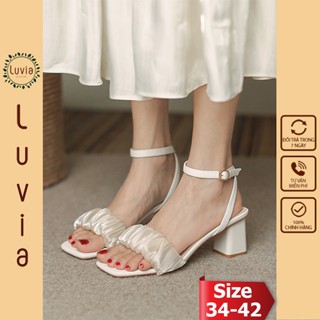  Giày cao gót 7 phân quai nhún bèo quai hậu phong cách đơn giản hiện đại Luvia 66CG 