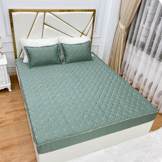 Ga lụa +2 vỏ gối cao cấp trần bông 3 lớp bo chun bọc đệm