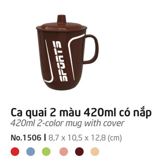 6.7.4 ca quai 2 màu duy tân 420ml, 420ml có nắp duy tân, ca nhựa, ca nước, gửi màu ngẫu nhiên