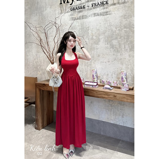 Đầm Cổ Yếm Dáng Dài Siêu Sang