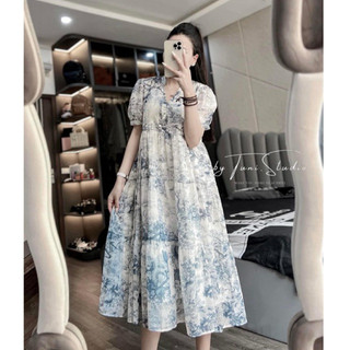 Váy tơ tầng cúc bọc sm